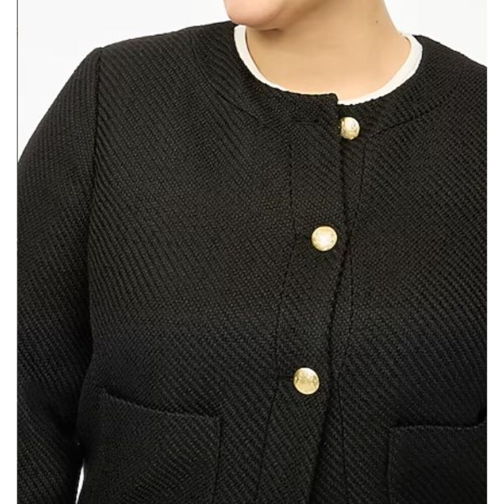 New J Crew Lady Jacket Black Tweed Cropped w/ Gold Buttons Size 20 NWT - Picture 3 of 16
